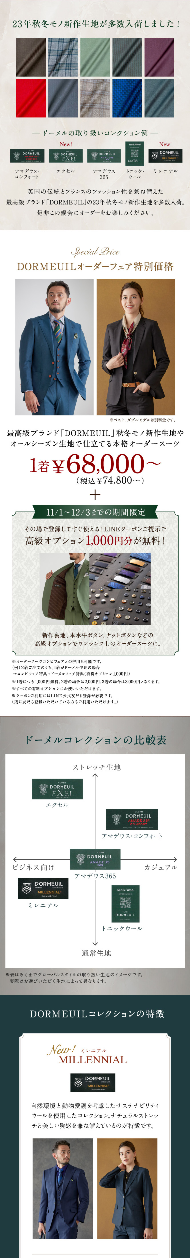 年の伝統技術と英国仕込みの織と光沢！DORMEUIL  ドーメル  の