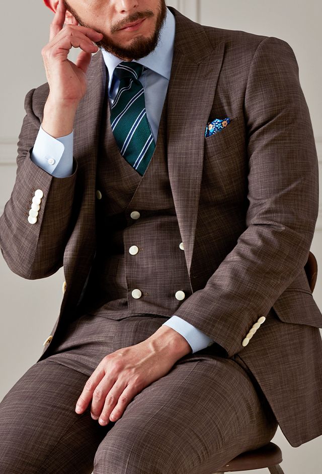 ブラウンスーツ・無地のコーディネート（LUIGI COLOMBO）｜3