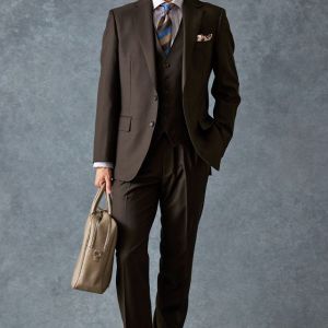 MARZOTTO ブラウンダブルブレストスーツ上下 trim_ofkss_itemf78363ee8f4e11e