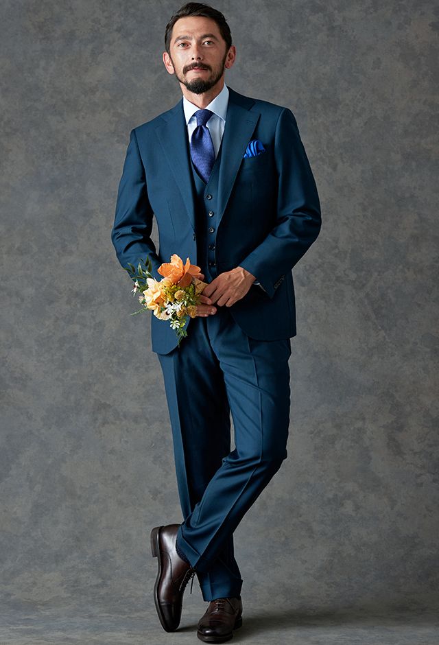 estrato ブルーグリーン ビジネススーツ グリーン・カーキスーツ・無地のコーディネート（CANONICO